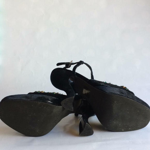 Prada Velvet Platform Heels  Swarovski Crystals - Picture 3 of 4